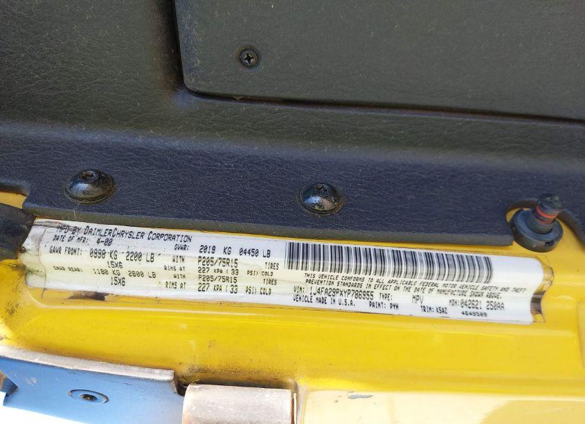 Photo 9 of 2000 Jeep Wrangler SE (VIN 1J4FA29PXYP786955)