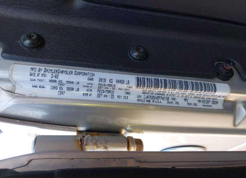 Photo 9 of 2002 Jeep Wrangler X (VIN 1J4FA39S42P742158)