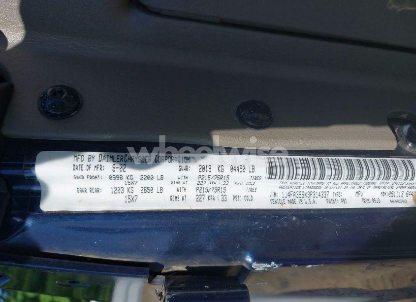 Photo 9 of 2003 Jeep Wrangler X (VIN 1J4FA39SX3P314337)