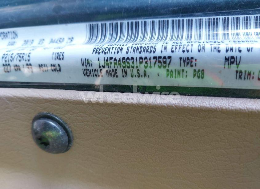 Photo 9 of 2001 Jeep Wrangler SPORT (VIN 1J4FA49S31P317597)