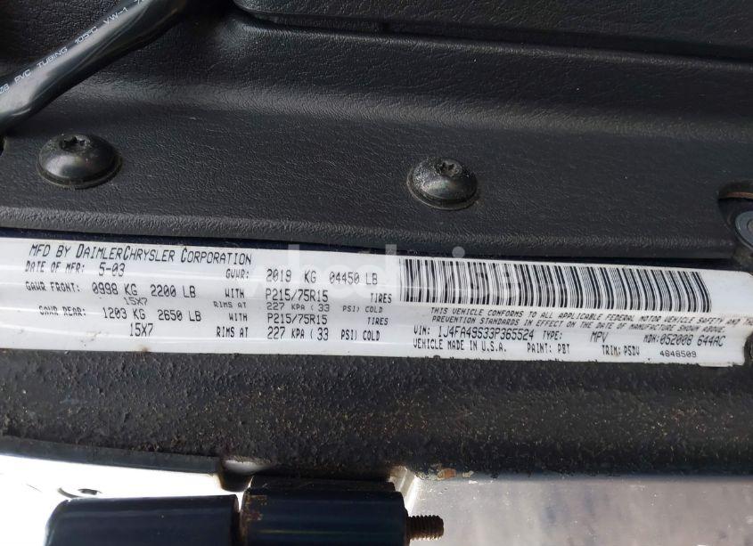 Photo 9 of 2003 Jeep Wrangler SPORT (VIN 1J4FA49S33P365524)