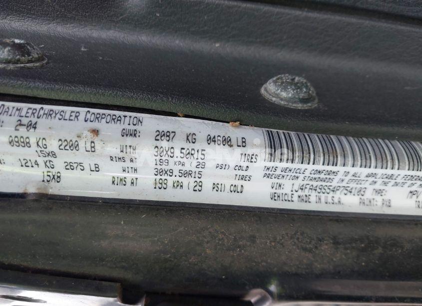 Photo 9 of 2004 Jeep Wrangler UNLIMITED (VIN 1J4FA49S54P754103)