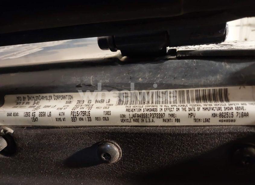 Photo 9 of 2001 Jeep Wrangler SPORT (VIN 1J4FA49S81P372207)