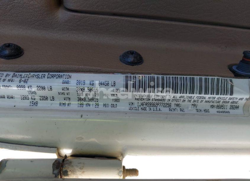 Photo 9 of 2002 Jeep Wrangler SAHARA (VIN 1J4FA59S62P772256)