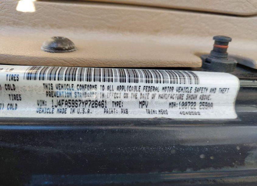 Photo 9 of 2000 Jeep Wrangler SAHARA (VIN 1J4FA59S7YP726461)