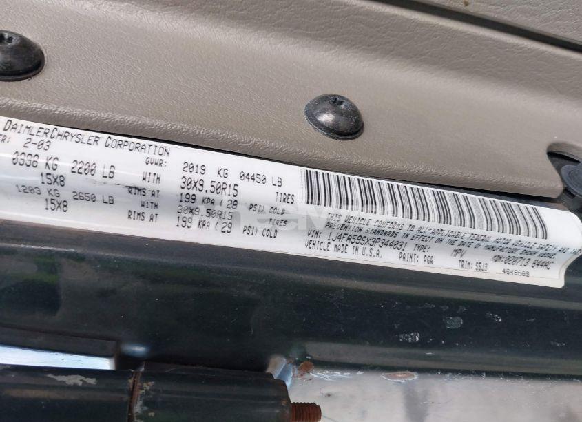 Photo 9 of 2003 Jeep Wrangler SAHARA (VIN 1J4FA59SX3P344031)