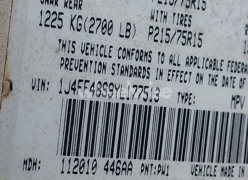 Photo 9 of 2000 Jeep Cherokee SPORT (VIN 1J4FF48S9YL177513)