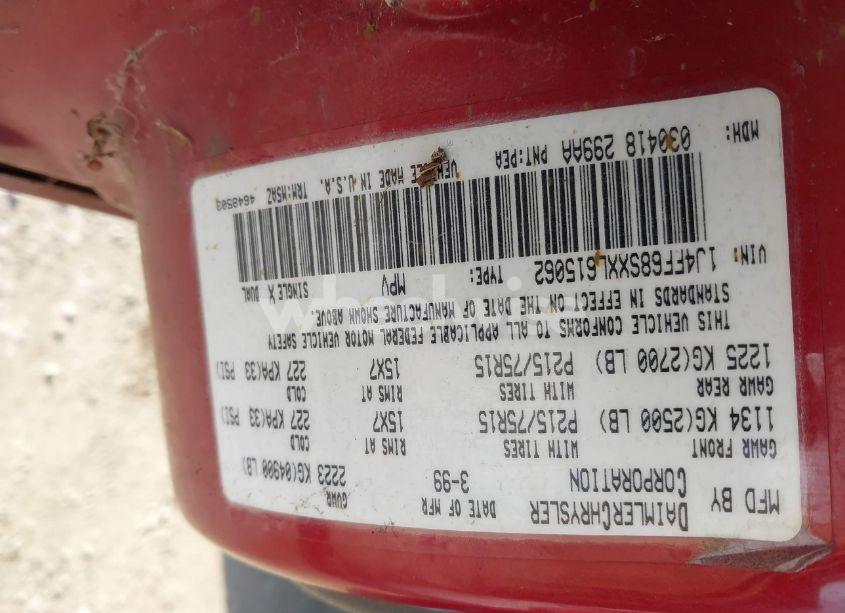 Photo 9 of 1999 Jeep Cherokee CLASSIC/SPORT (VIN 1J4FF68SXXL615062)