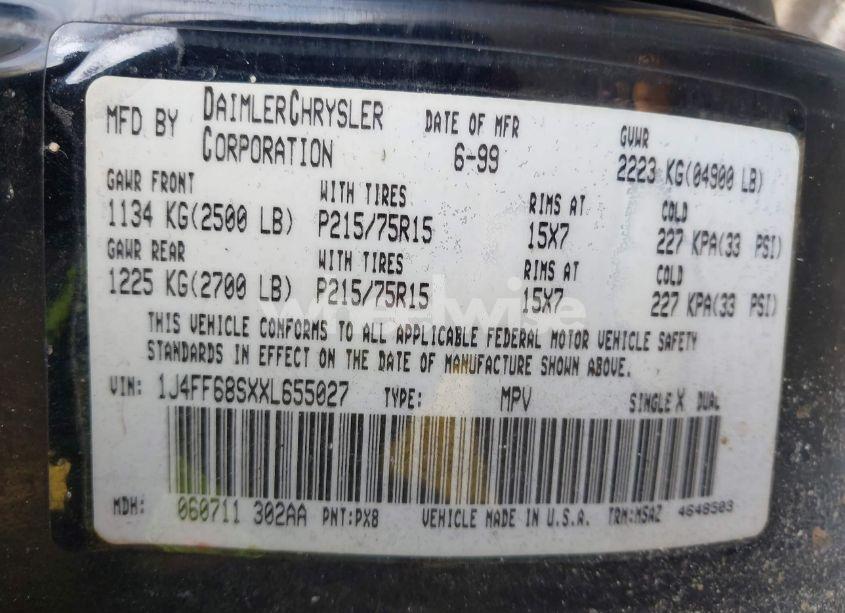 Photo 9 of 1999 Jeep Cherokee CLASSIC/SPORT (VIN 1J4FF68SXXL655027)