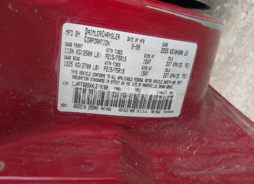 Photo 9 of 1999 Jeep Cherokee CLASSIC/SPORT (VIN 1J4FF68SXXL670160)