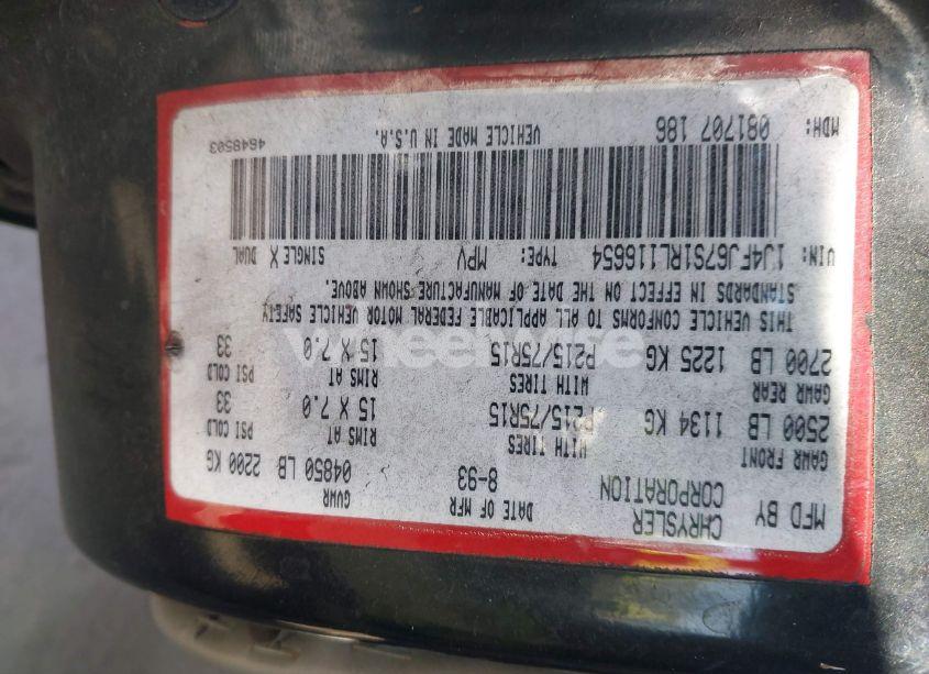 Photo 9 of 1994 Jeep Cherokee SPORT (VIN 1J4FJ67S1RL116654)