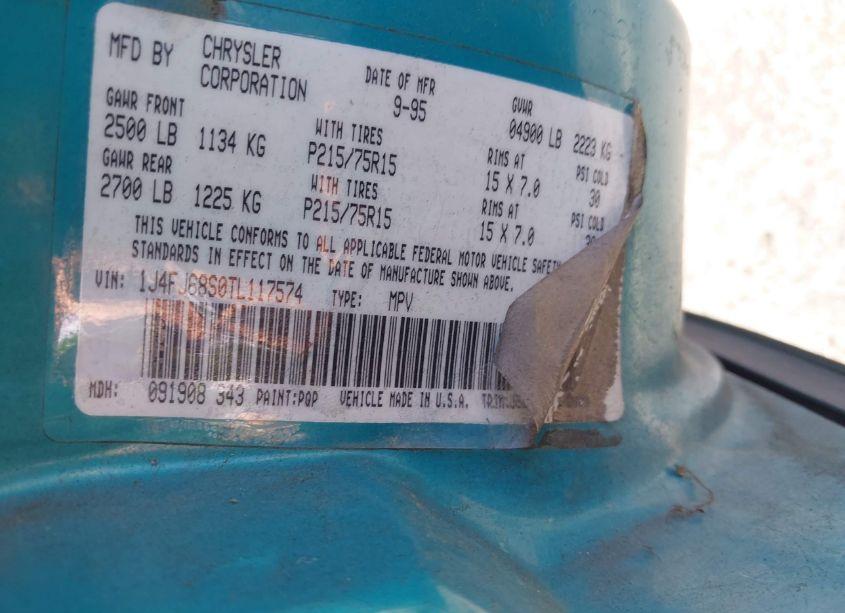 Photo 9 of 1996 Jeep Cherokee SPORT/CLASSIC (VIN 1J4FJ68S0TL117574)