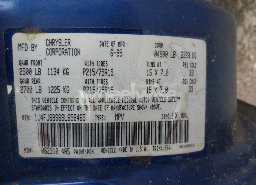 Photo 9 of 1995 Jeep Cherokee SPORT (VIN 1J4FJ68S6SL658465)