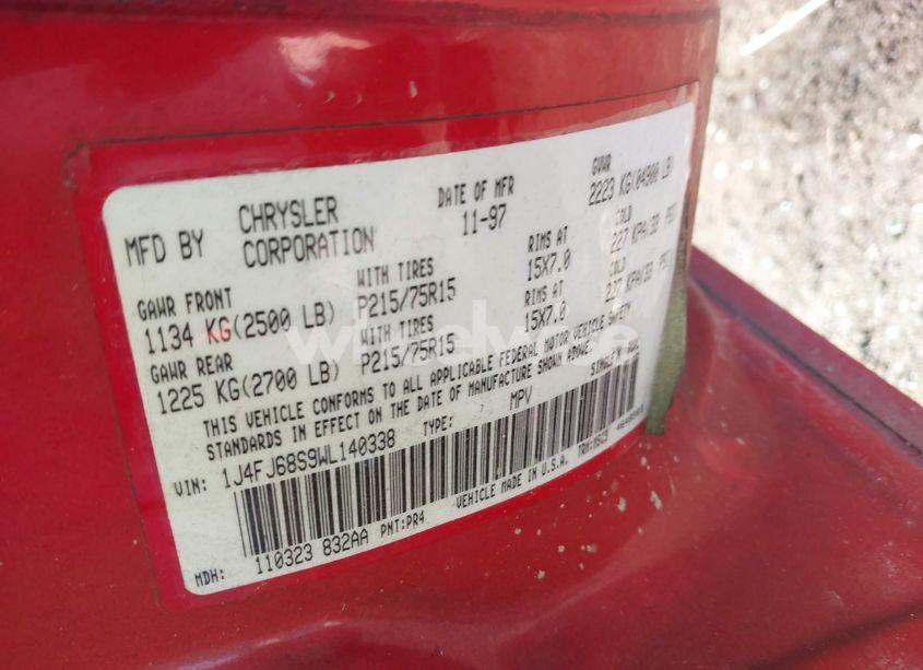 Photo 9 of 1998 Jeep Cherokee N/A (VIN 1J4FJ68S9WL140338)