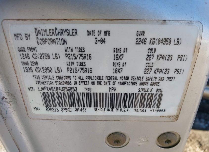 Photo 9 of 2004 Jeep Liberty SPORT (VIN 1J4FK48184W256053)