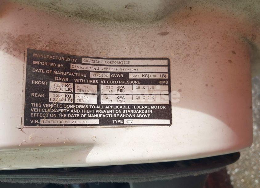 Photo 9 of 1996 Jeep Cherokee COUNTRY (VIN 1J4FN78S7TL211770)