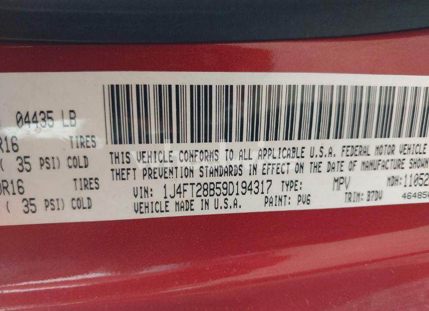 Photo 9 of 2009 Jeep Patriot SPORT (VIN 1J4FT28B59D194317)