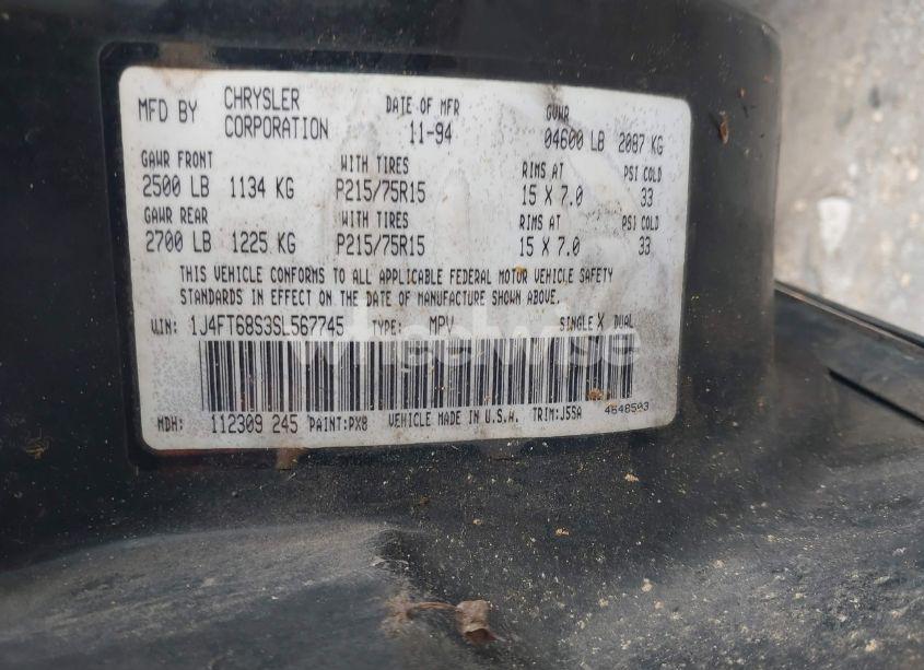 Photo 9 of 1995 Jeep Cherokee SPORT (VIN 1J4FT68S3SL567745)