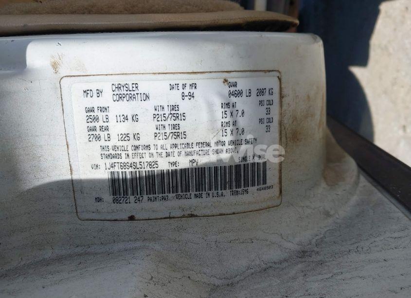 Photo 9 of 1995 Jeep Cherokee SPORT (VIN 1J4FT68S4SL517825)