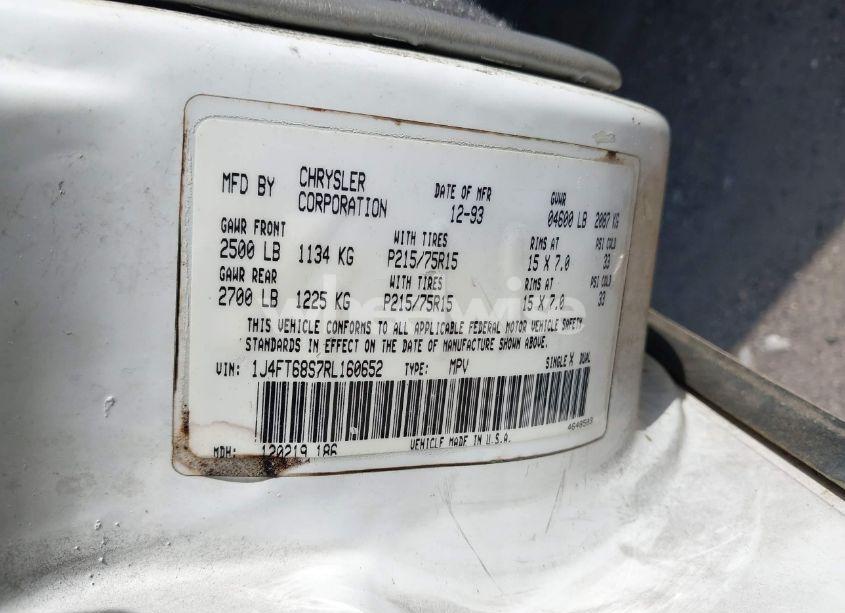 Photo 9 of 1994 Jeep Cherokee SPORT (VIN 1J4FT68S7RL160652)
