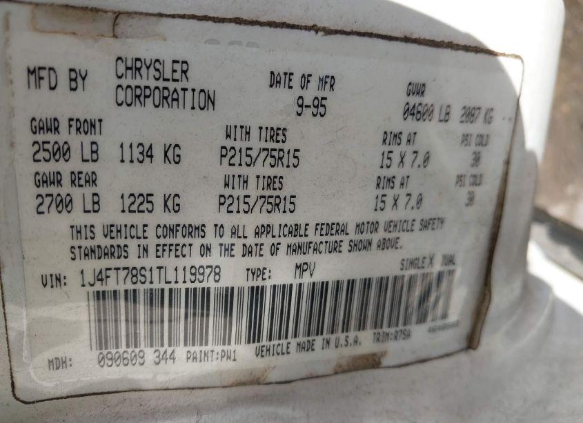 Photo 9 of 1996 Jeep Cherokee COUNTRY (VIN 1J4FT78S1TL119978)