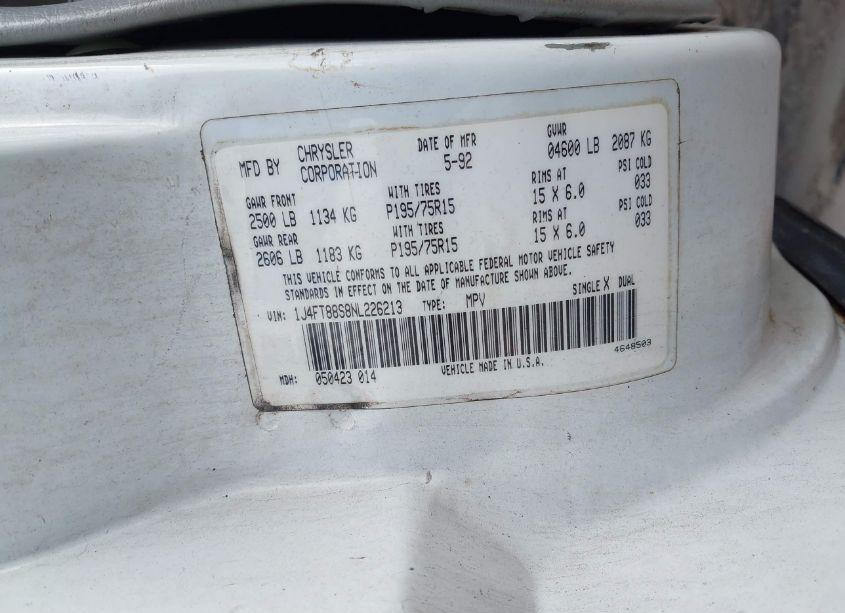 Photo 9 of 1992 Jeep Cherokee SPORT (VIN 1J4FT88S8NL226213)