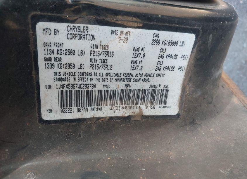 Photo 8 of 1998 Jeep Grand CHEROKEE LAREDO (VIN 1J4FX58S7WC283734)