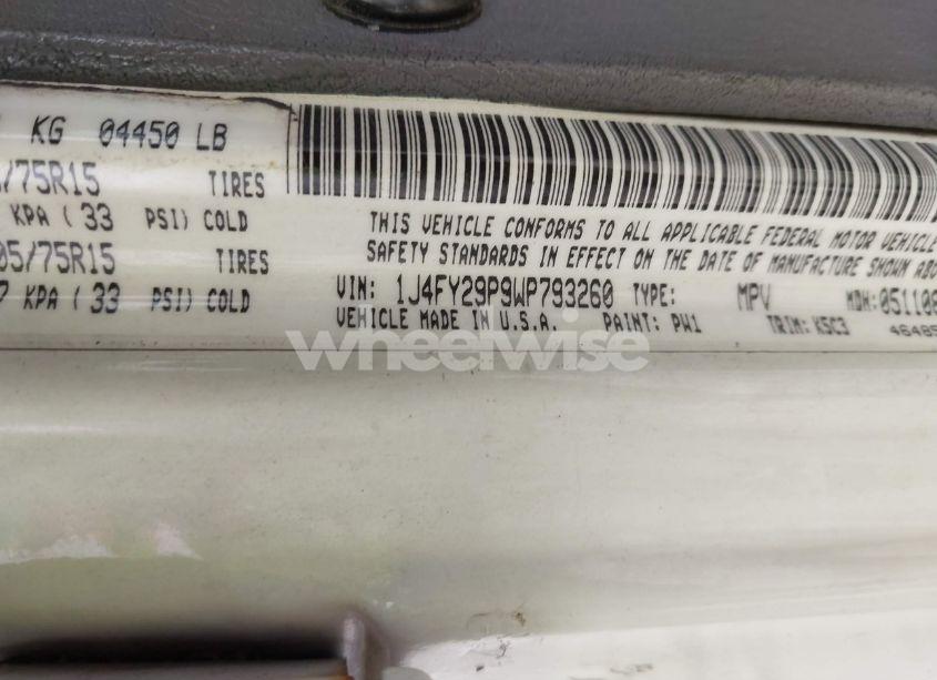 Photo 9 of 1998 Jeep Wrangler SE (VIN 1J4FY29P9WP793260)