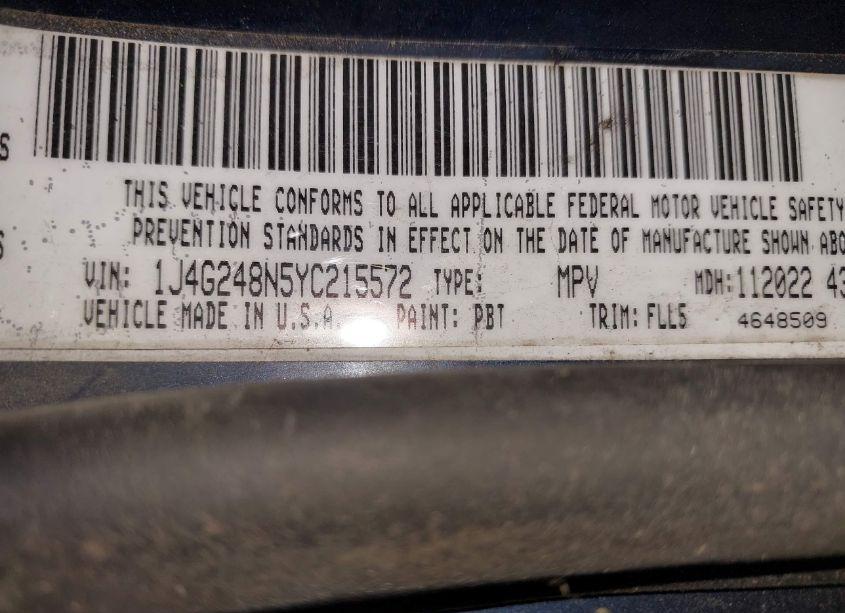 Photo 9 of 2000 Jeep Grand CHEROKEE LAREDO (VIN 1J4G248N5YC215572)