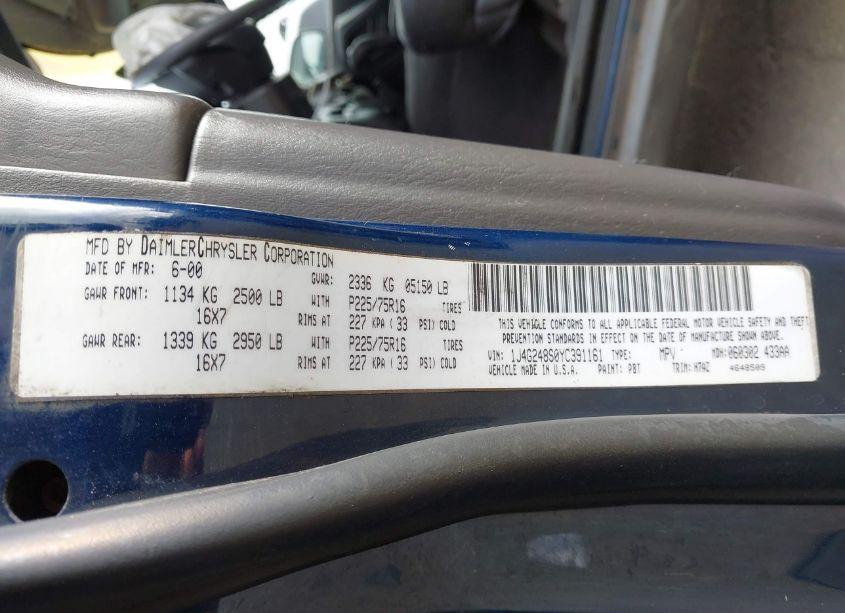 Photo 9 of 2000 Jeep Grand CHEROKEE LAREDO (VIN 1J4G248S0YC391161)