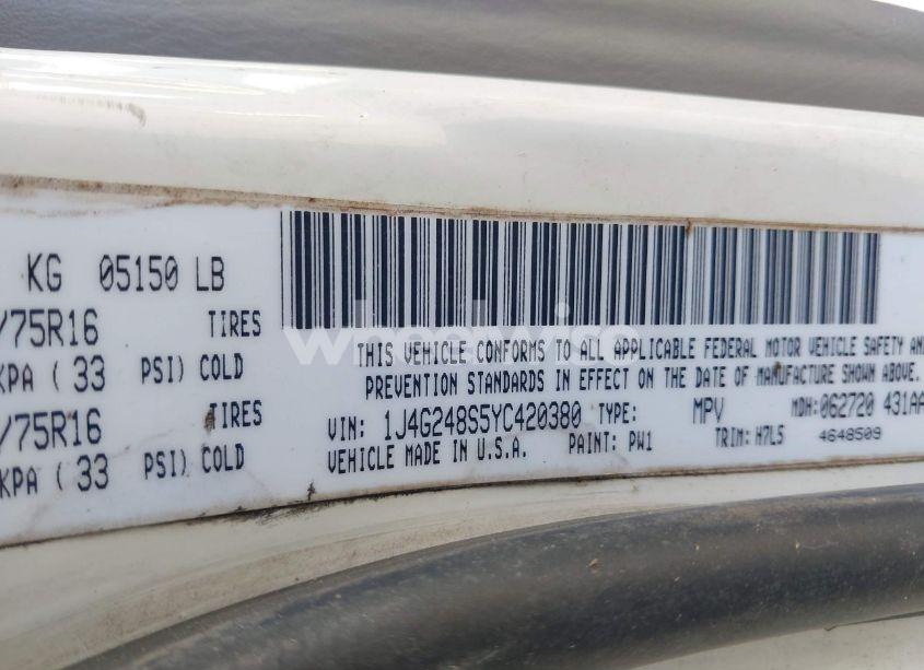 Photo 9 of 2000 Jeep Grand CHEROKEE LAREDO (VIN 1J4G248S5YC420380)