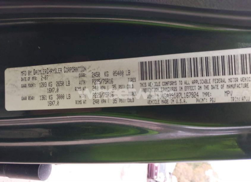 Photo 9 of 2007 Jeep Wrangler UNLIMITED X (VIN 1J4GA39107L167924)