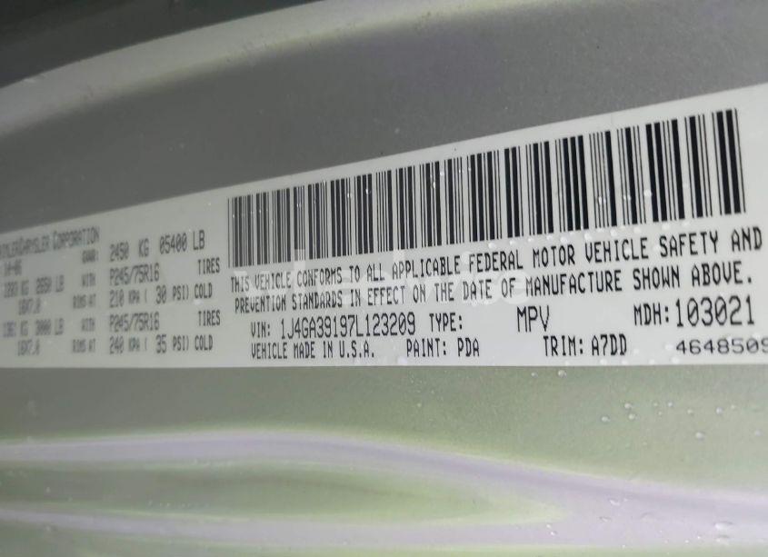 Photo 9 of 2007 Jeep Wrangler UNLIMITED X (VIN 1J4GA39197L123209)