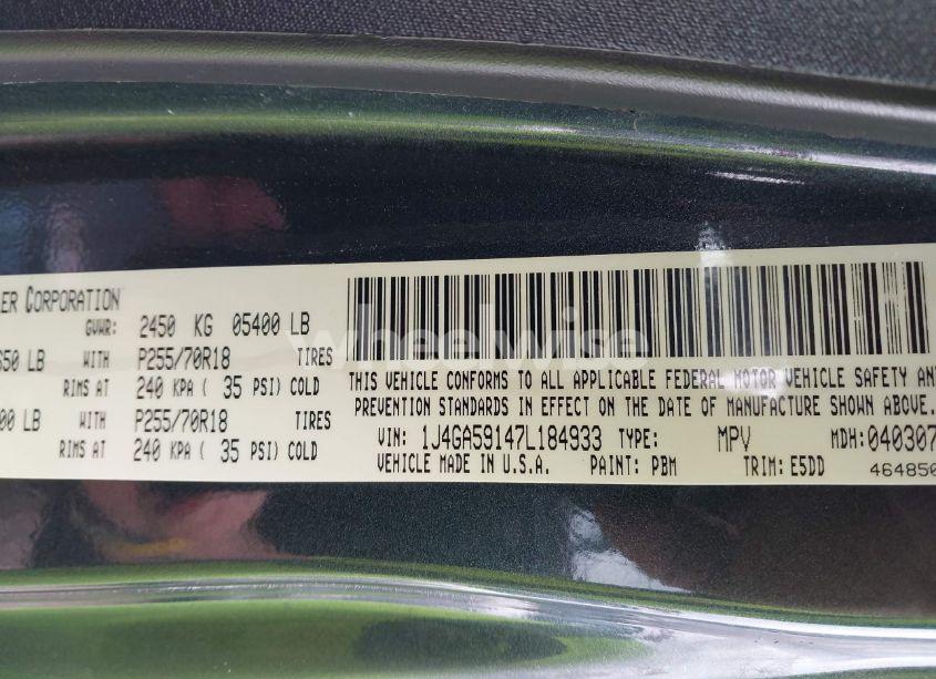 Photo 9 of 2007 Jeep Wrangler UNLIMITED SAHARA (VIN 1J4GA59147L184933)