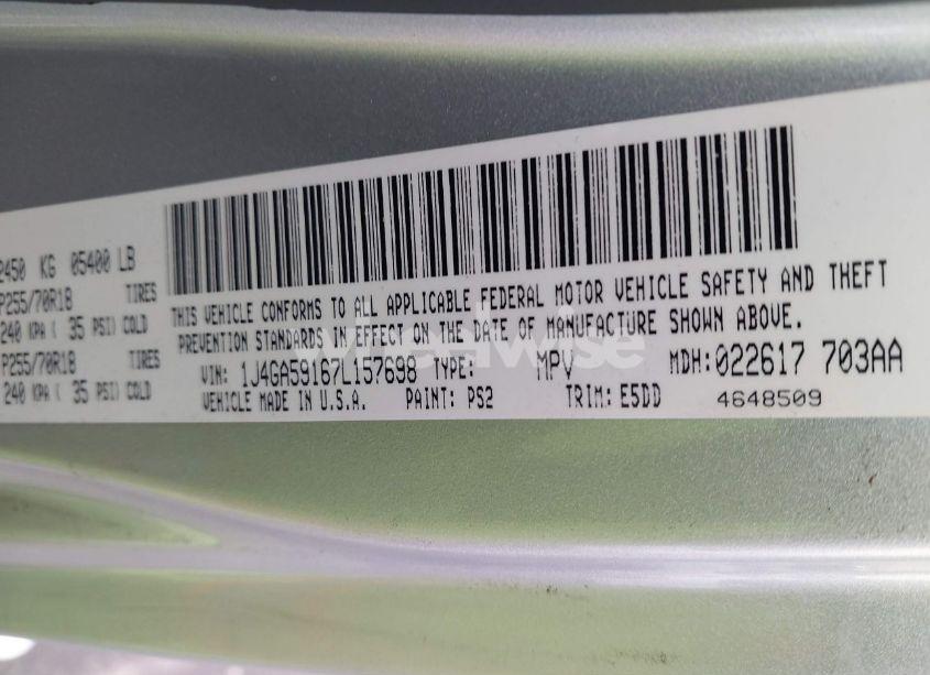 Photo 9 of 2007 Jeep Wrangler SAHARA (VIN 1J4GA59167L157698)