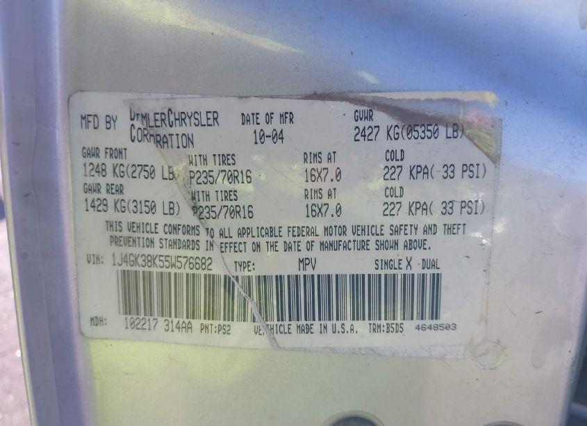 Photo 9 of 2005 Jeep Liberty RENEGADE (VIN 1J4GK38K55W576682)