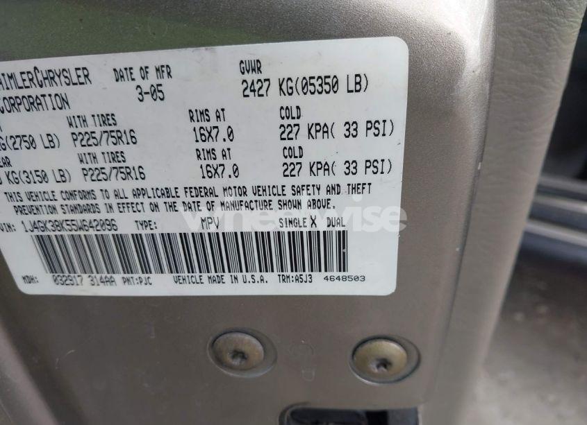 Photo 9 of 2005 Jeep Liberty RENEGADE (VIN 1J4GK38K55W642096)