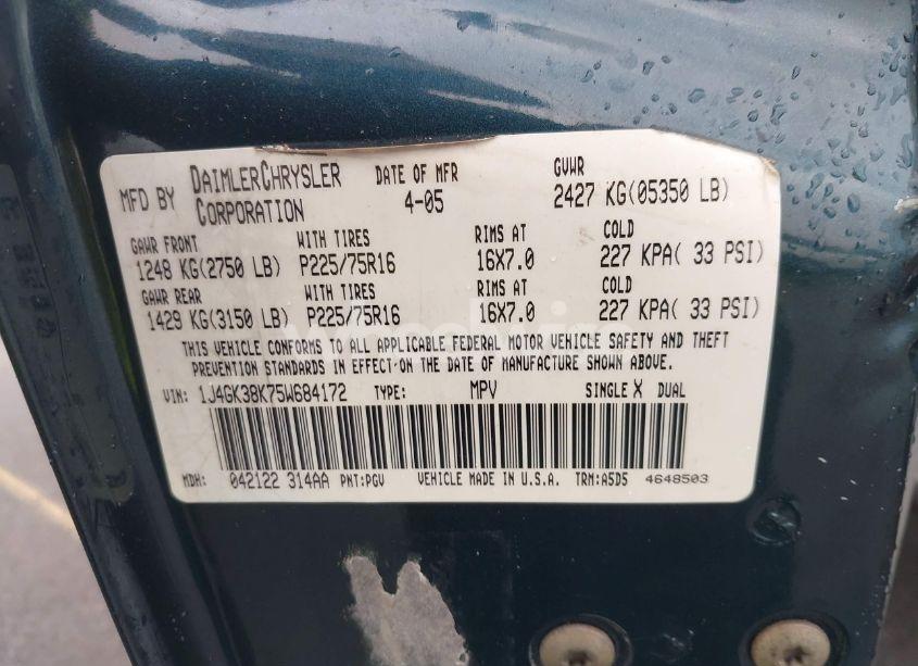 Photo 9 of 2005 Jeep Liberty RENEGADE (VIN 1J4GK38K75W684172)