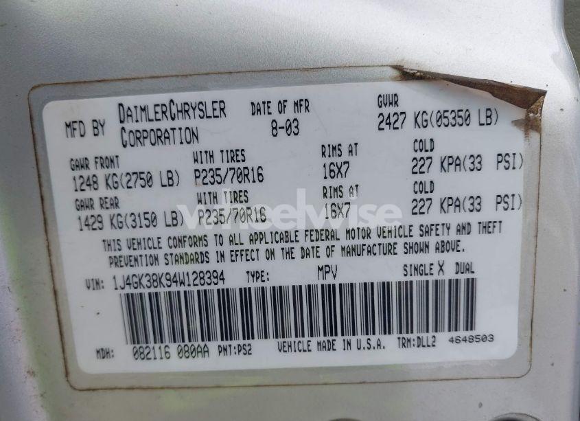 Photo 9 of 2004 Jeep Liberty RENEGADE (VIN 1J4GK38K94W128394)