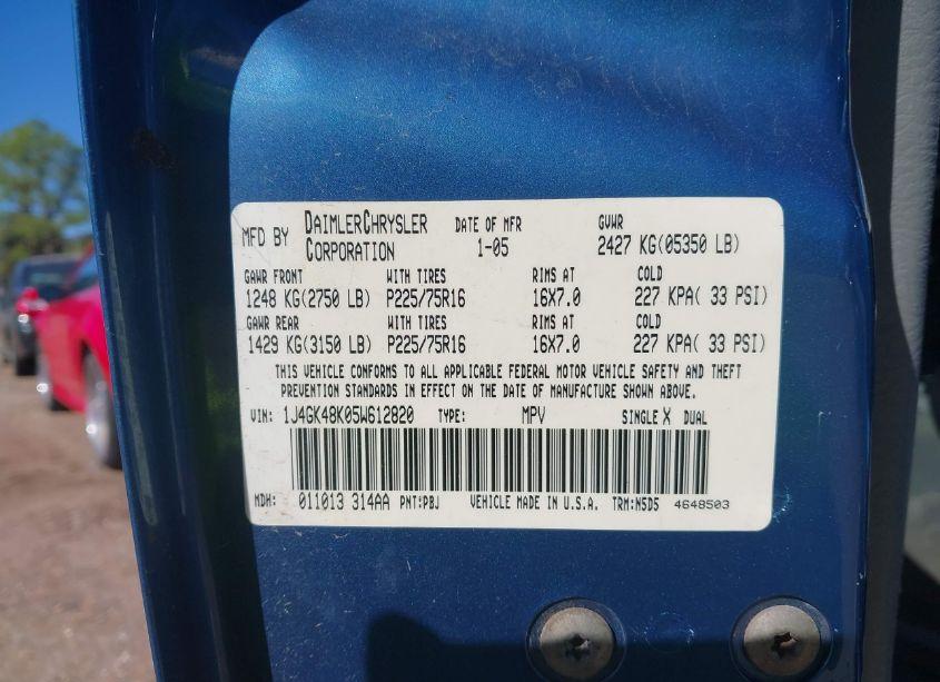 Photo 8 of 2005 Jeep Liberty SPORT (VIN 1J4GK48K05W612820)