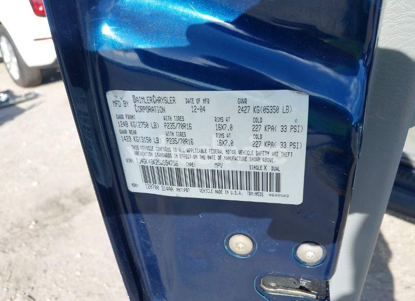 Photo 9 of 2005 Jeep Liberty SPORT (VIN 1J4GK48K25W594756)