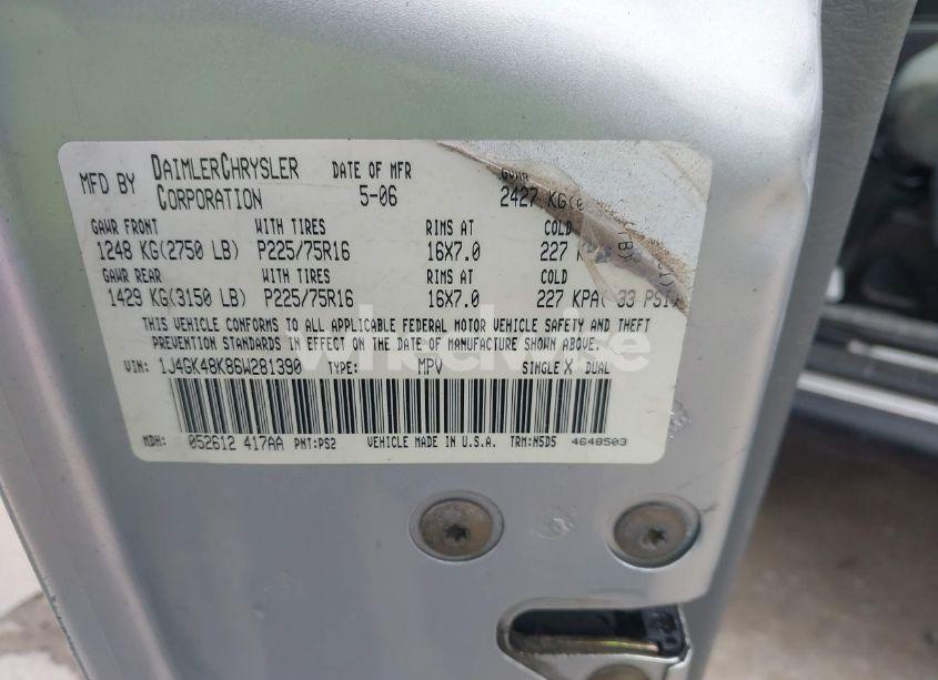 Photo 9 of 2006 Jeep Liberty SPORT (VIN 1J4GK48K86W281390)