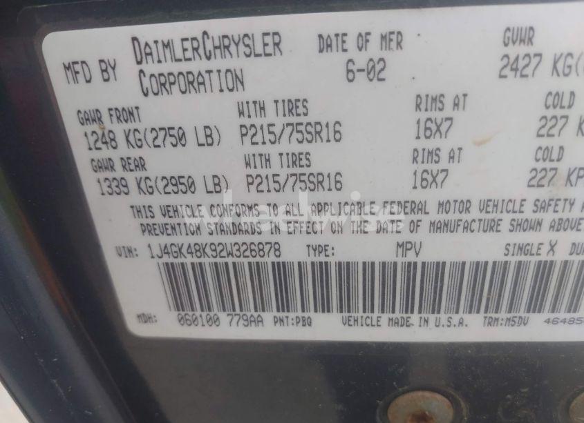 Photo 9 of 2002 Jeep Liberty SPORT (VIN 1J4GK48K92W326878)