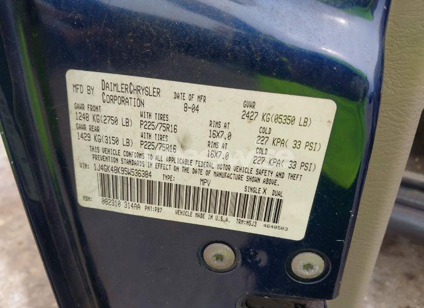 Photo 9 of 2005 Jeep Liberty SPORT (VIN 1J4GK48K95W536384)