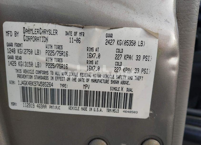 Photo 9 of 2007 Jeep Liberty SPORT (VIN 1J4GK48K97W585264)