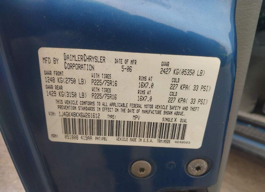 Photo 9 of 2006 Jeep Liberty SPORT (VIN 1J4GK48KX6W261612)