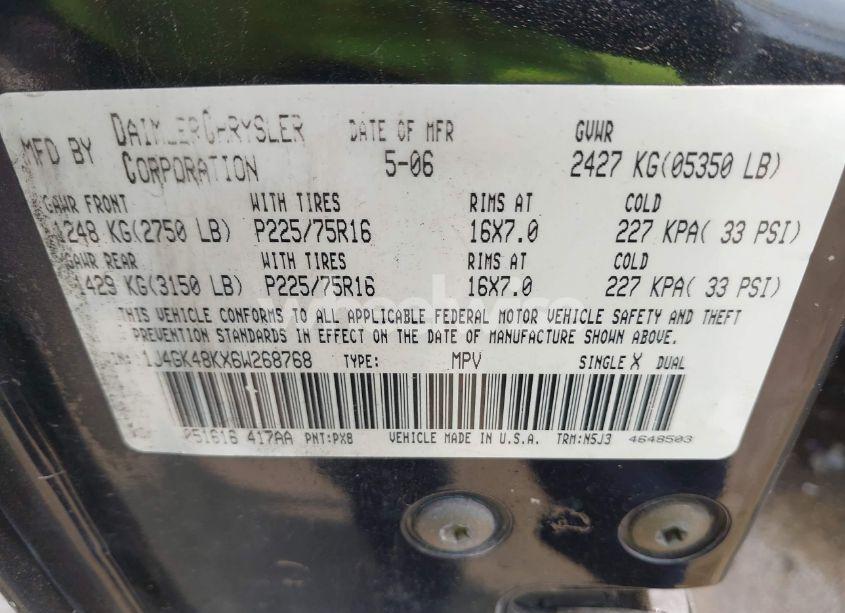 Photo 9 of 2006 Jeep Liberty SPORT (VIN 1J4GK48KX6W268768)