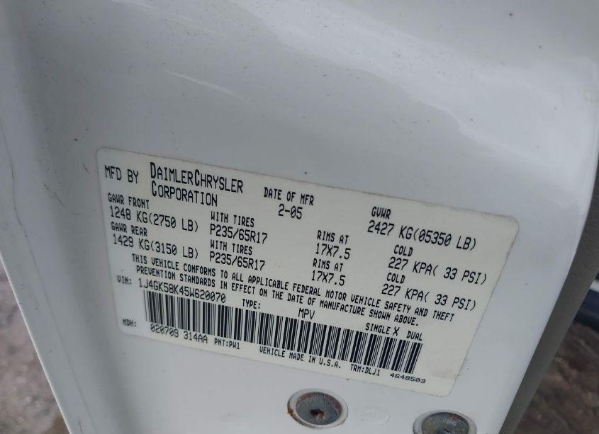 Photo 9 of 2005 Jeep Liberty LIMITED EDITION (VIN 1J4GK58K45W620070)