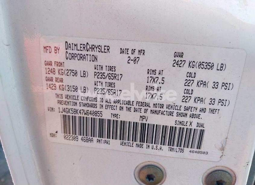 Photo 9 of 2007 Jeep Liberty LIMITED EDITION (VIN 1J4GK58K47W640855)