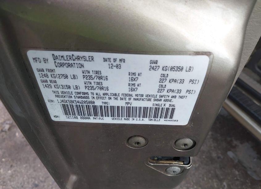 Photo 9 of 2004 Jeep Liberty LIMITED EDITION (VIN 1J4GK58K54W205080)